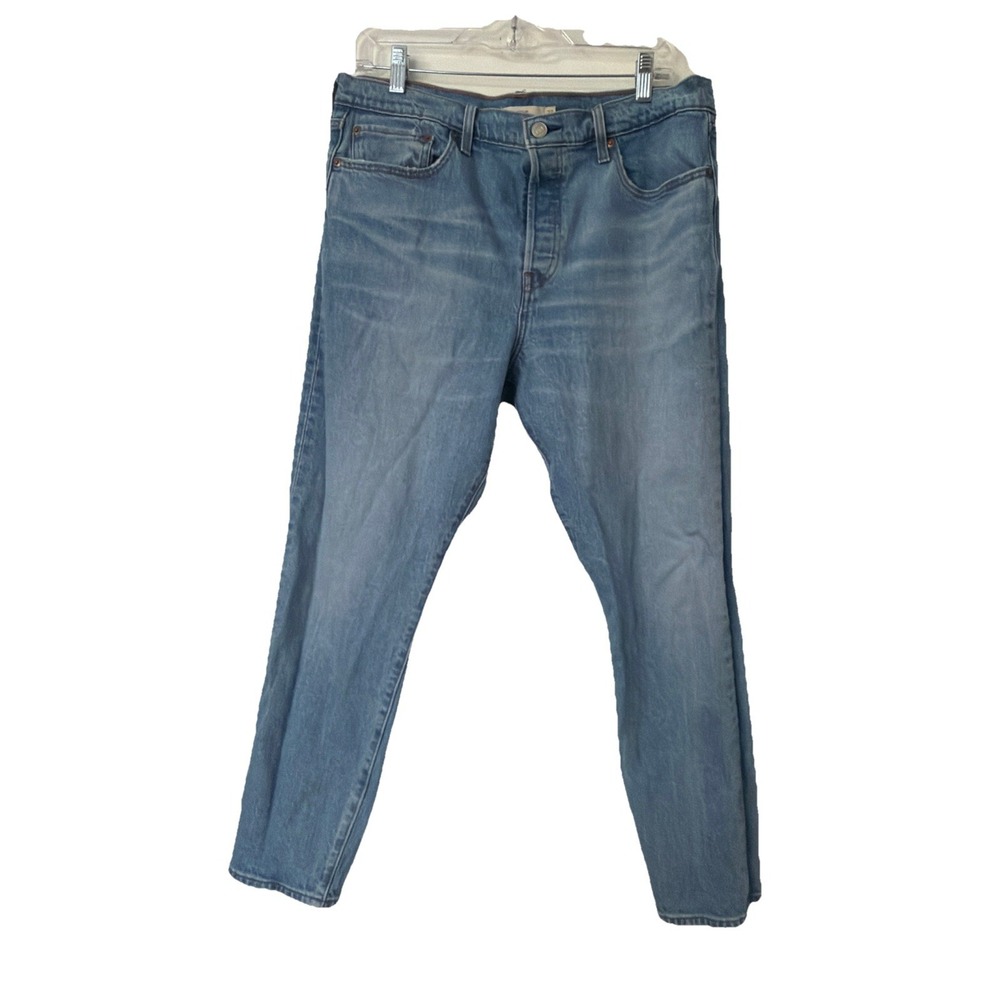 LEVI'S Premium Big E WOMEN'S 32 BLue BUTTON FLY WEDGE STRAIGHT LEG JEANS